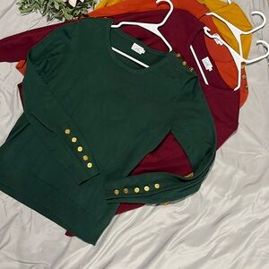 Cielo Orange Crew Neck Sweater with Classic Knit Design